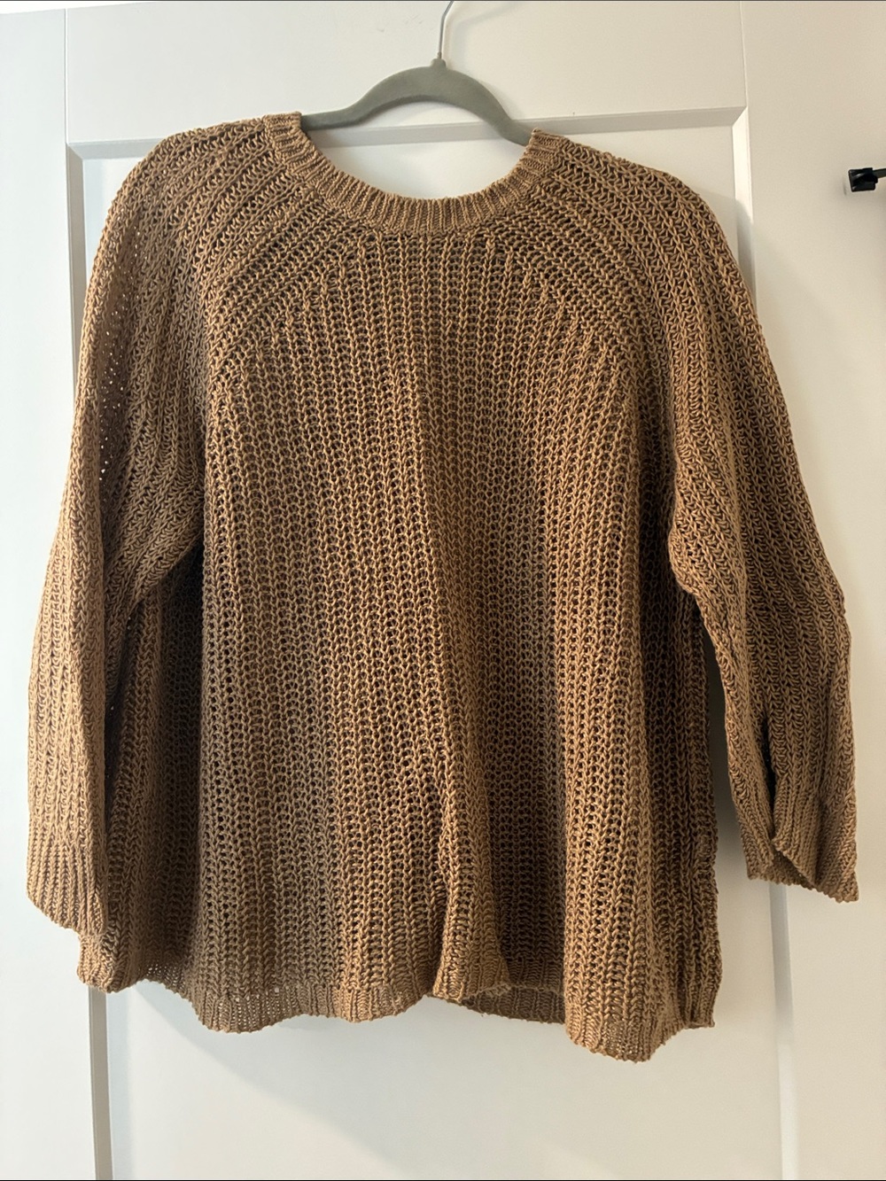 J. Crew Chunky Crewneck Sweater in Camel Brown